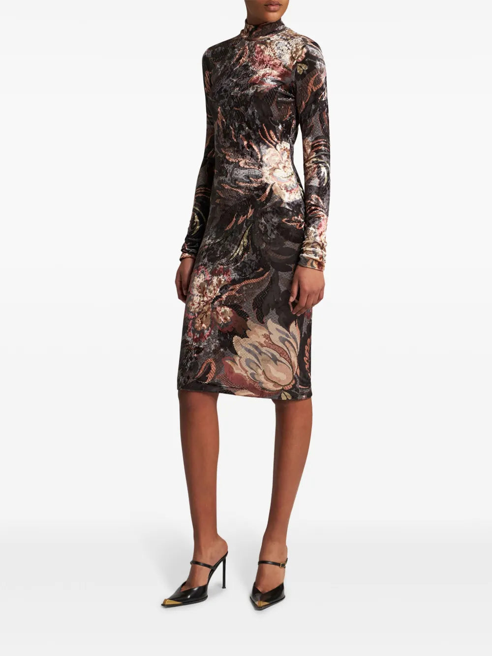 Printed Chenille Midi Dress