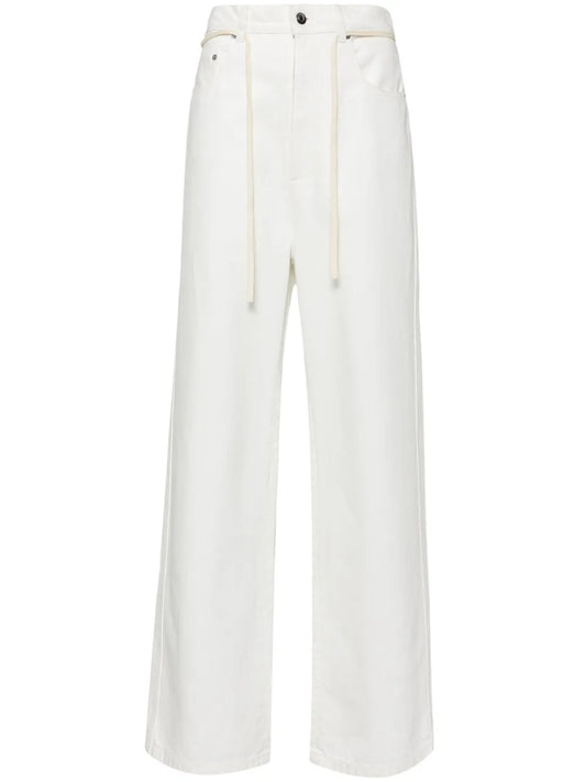 Tied-Waist Wide-Leg Jeans