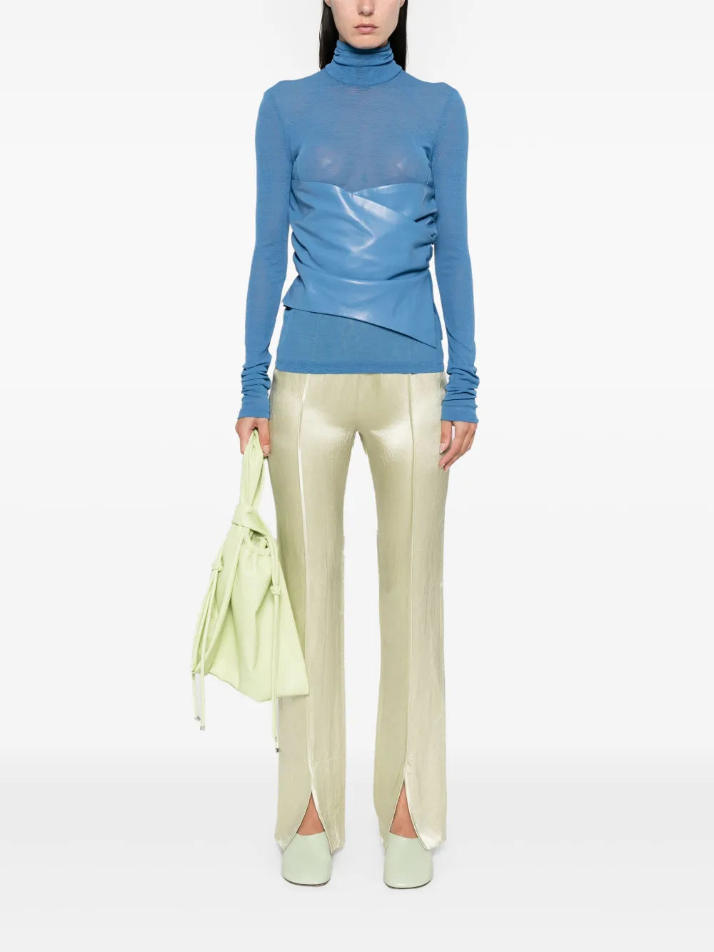 Draped-Panel Roll-Neck Top