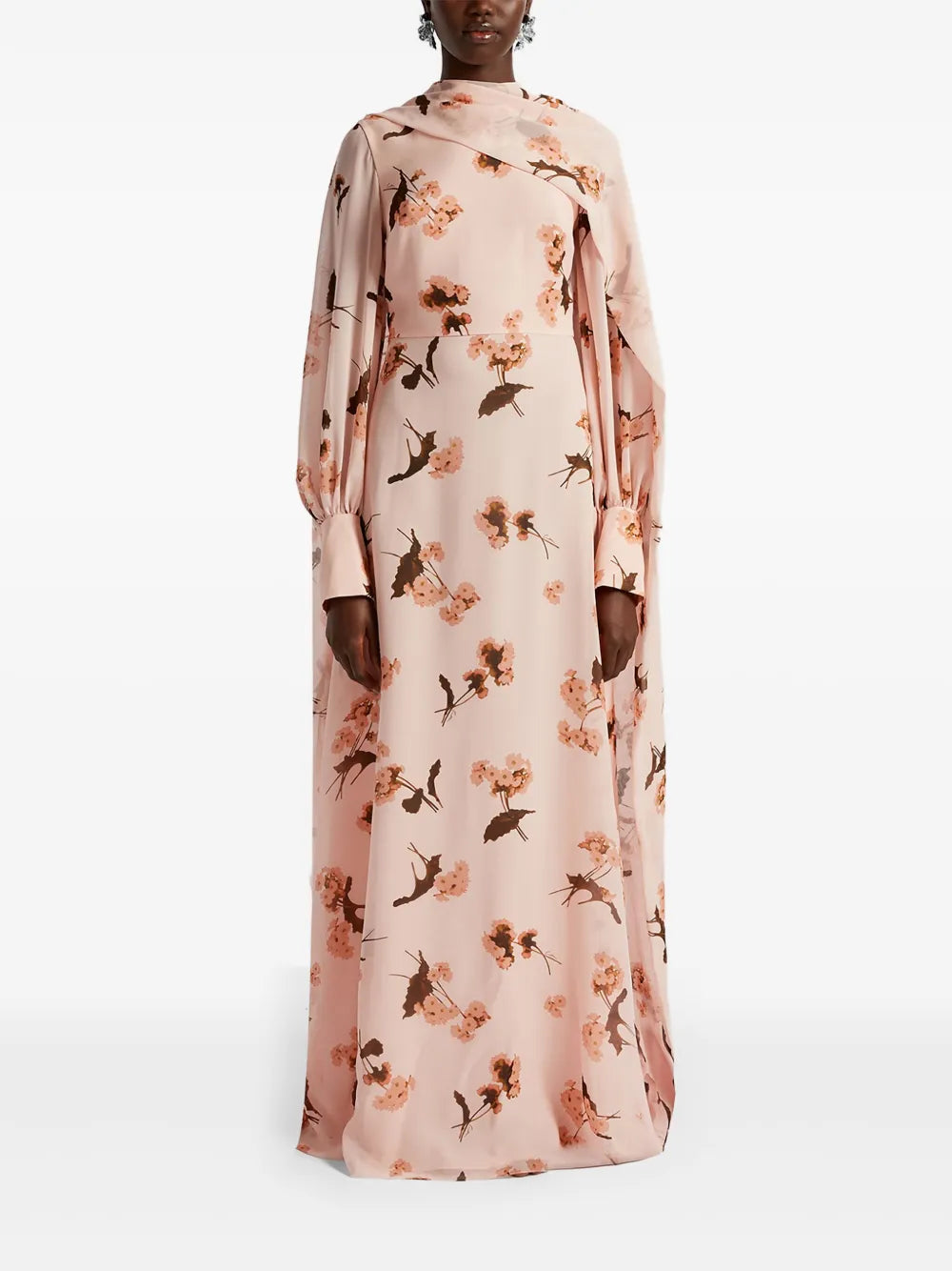 Draped Long-Sleeve Gown