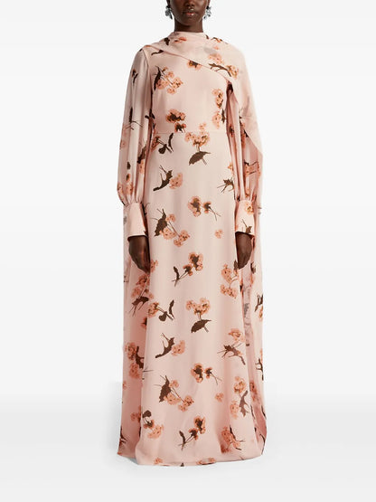 Draped Long-Sleeve Gown