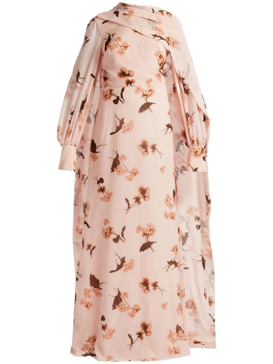 Draped Long-Sleeve Gown