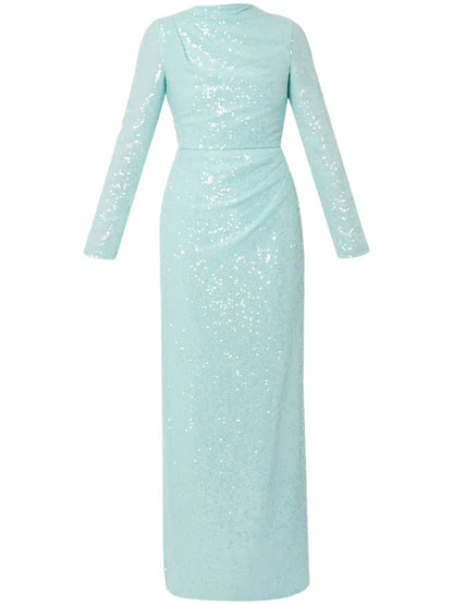Sequinned Long-Sleeve Gown