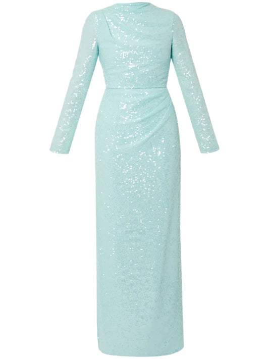 Sequinned Long-Sleeve Gown