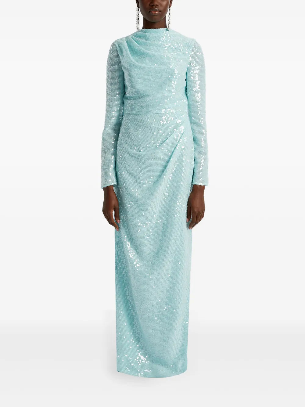 Sequinned Long-Sleeve Gown