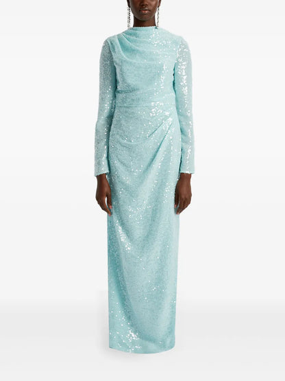 Sequinned Long-Sleeve Gown