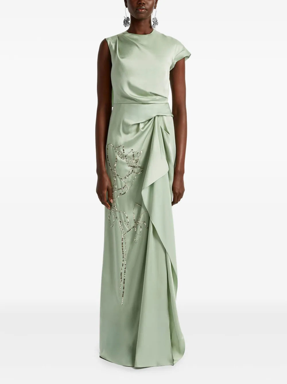 Asymmetric Short-Sleeve Gown
