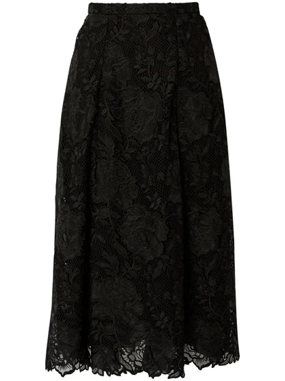 Guipure-Lace Midi Skirt