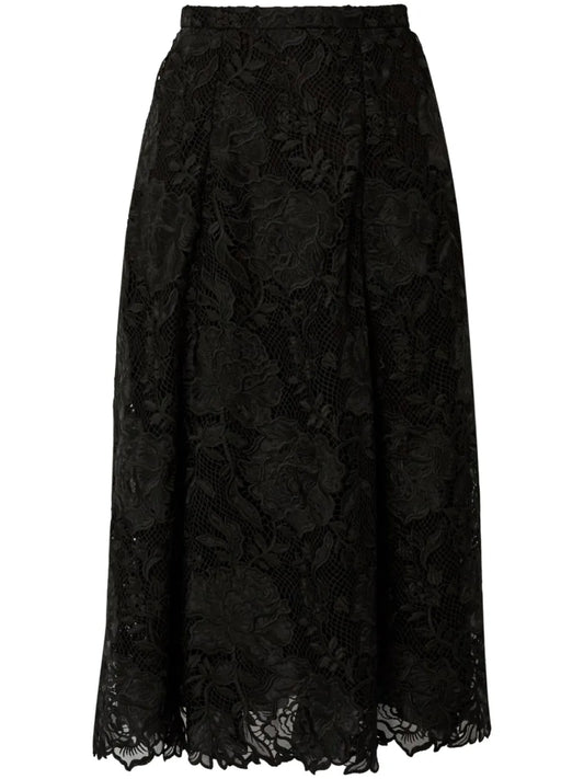 Guipure-Lace Midi Skirt