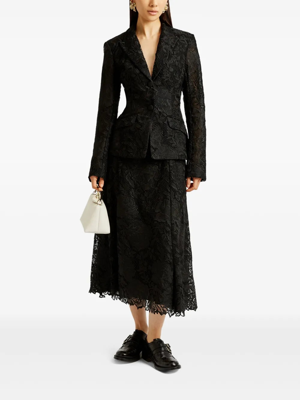 Guipure-Lace Midi Skirt