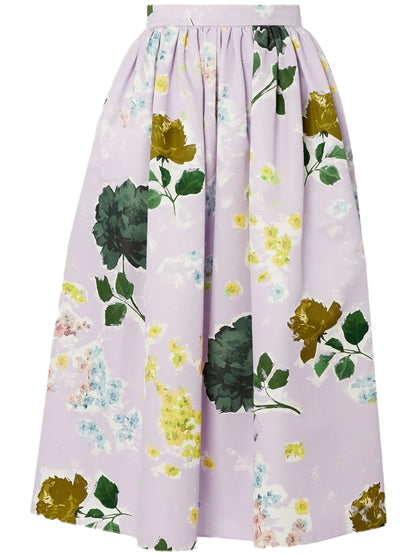 Floral-Print Midi Skirt