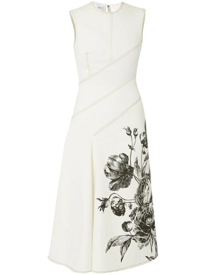 Floral-Print Sleeveless Midi Dress