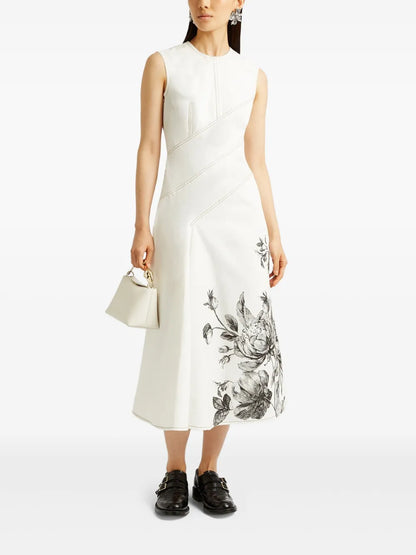 Floral-Print Sleeveless Midi Dress
