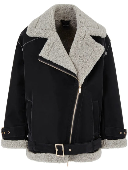 Zipped Faux-Fur Trim Jacket