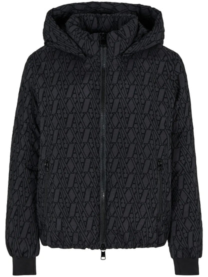 Jacquard Pattern Hooded Jacket