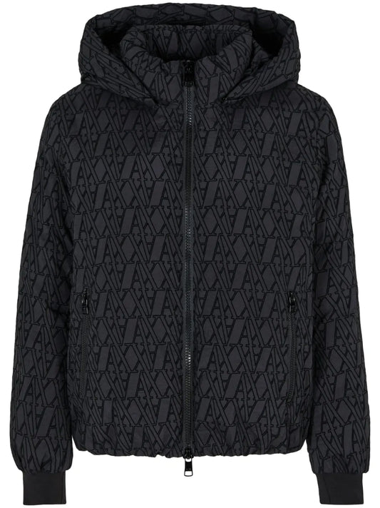 Jacquard Pattern Hooded Jacket