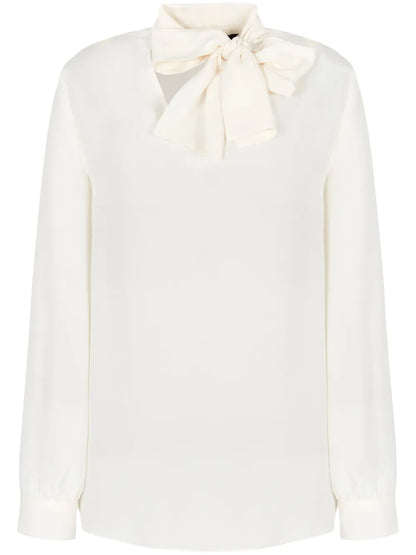 Bow-Collar Long Sleeve Blouse