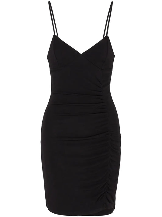 Ruched Spaghetti-Strap Mini Dress