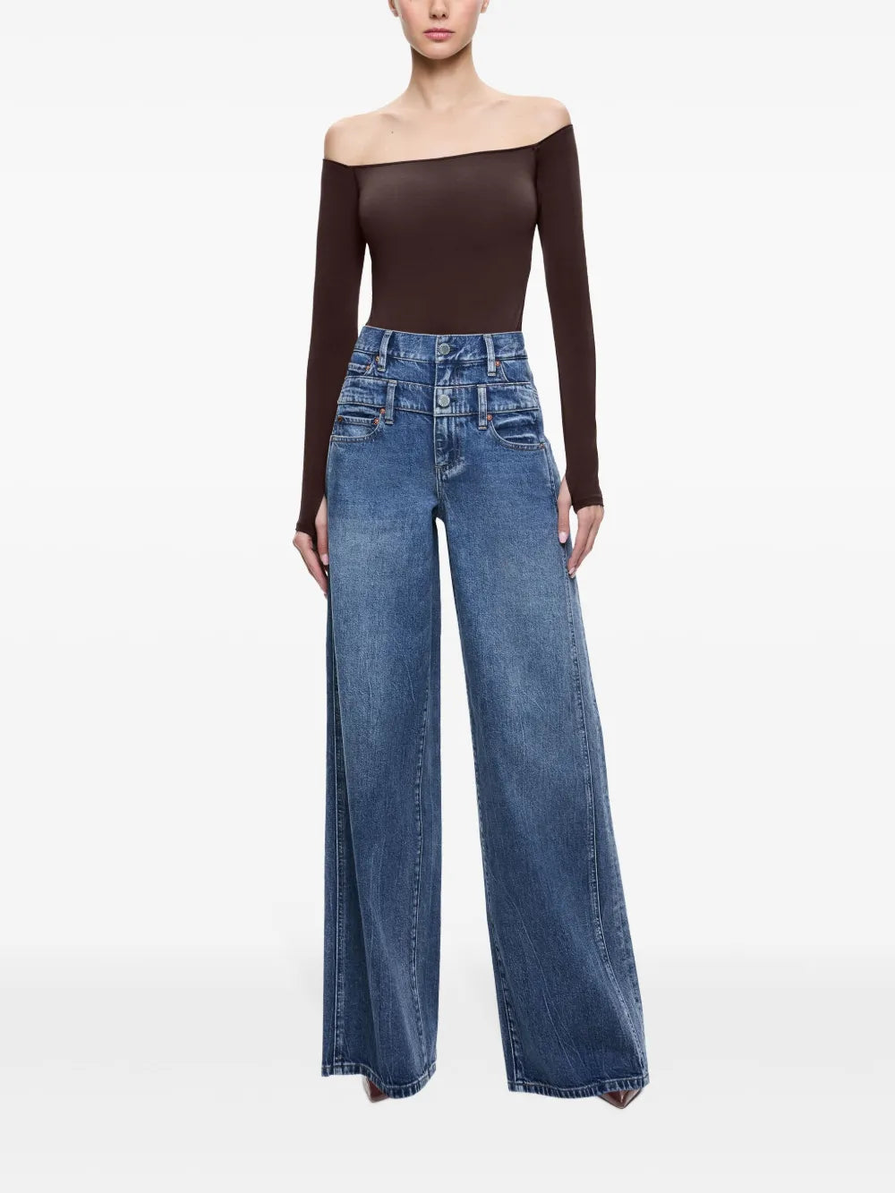 High-Rise Double-Waistband Jeans