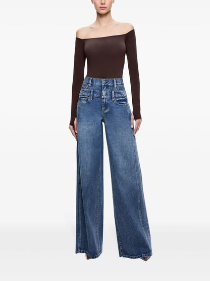 High-Rise Double-Waistband Jeans