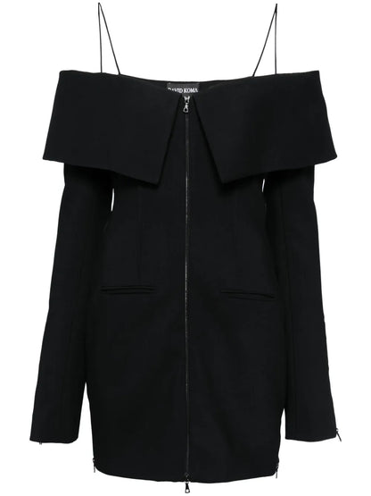 Layered-Shoulder Tailored Mini Dress