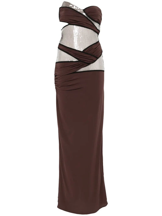 Sequin-Embellished Maxi Dress