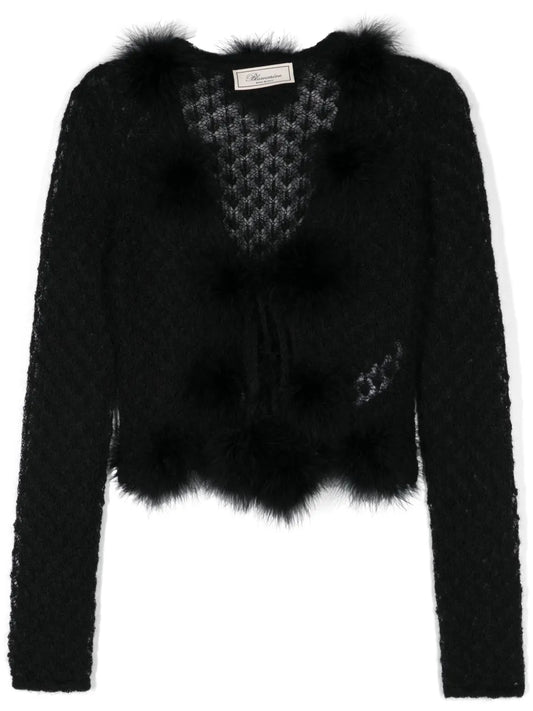 Feather-Detail Cardigan