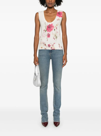 Roses-Print Tank Top