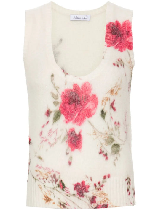 Roses-Print Tank Top