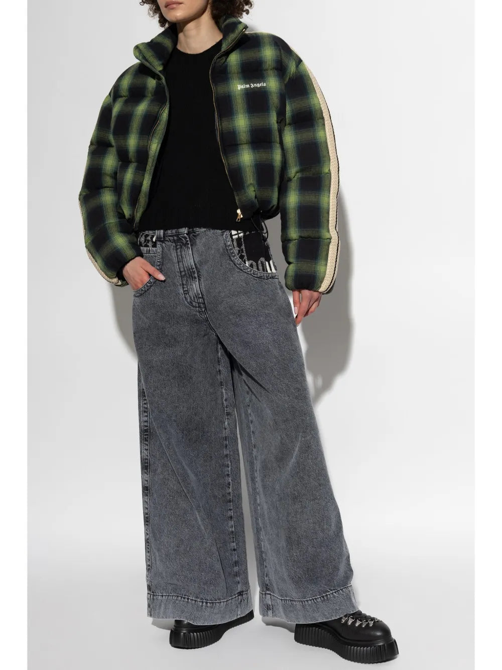 Check-Pattern Puffer Jacket