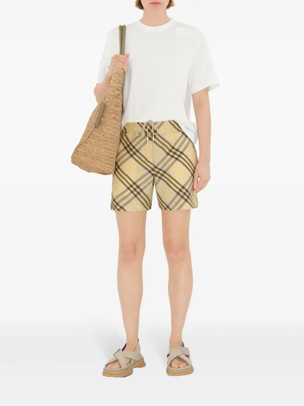 Check Linen Shorts