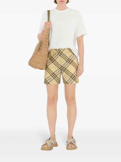 Check Linen Shorts