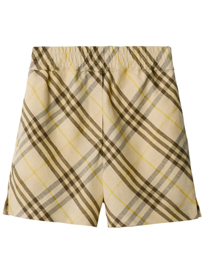 Check Linen Shorts