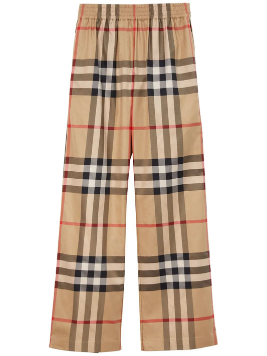 Check-Pattern Cotton Trousers