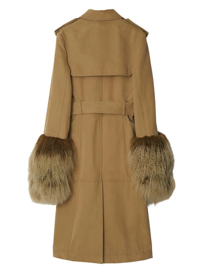 Shearling-Trimmed Trench Coat