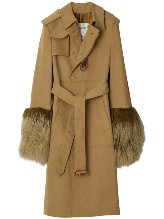 Shearling-Trimmed Trench Coat