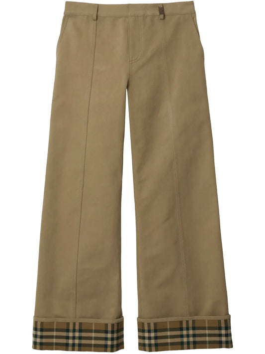 Check-Trim Wide-Leg Trousers