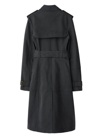Long Trench Coat In Cotton And Nylon