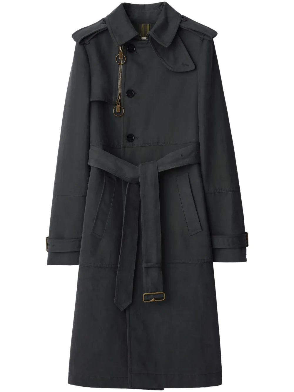 Long Trench Coat In Cotton And Nylon