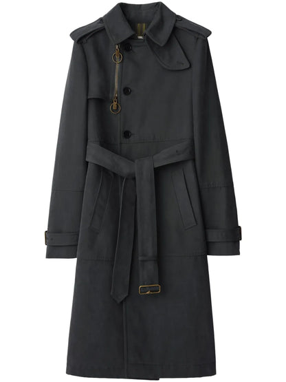 Long Trench Coat In Cotton And Nylon
