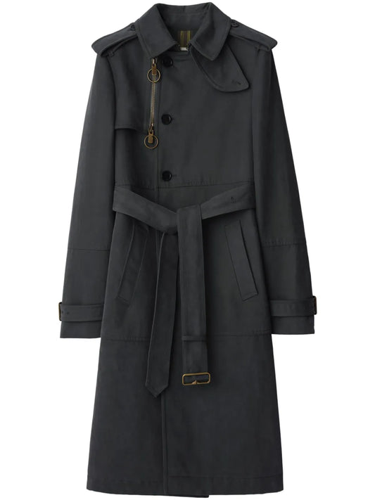 Long Trench Coat In Cotton And Nylon