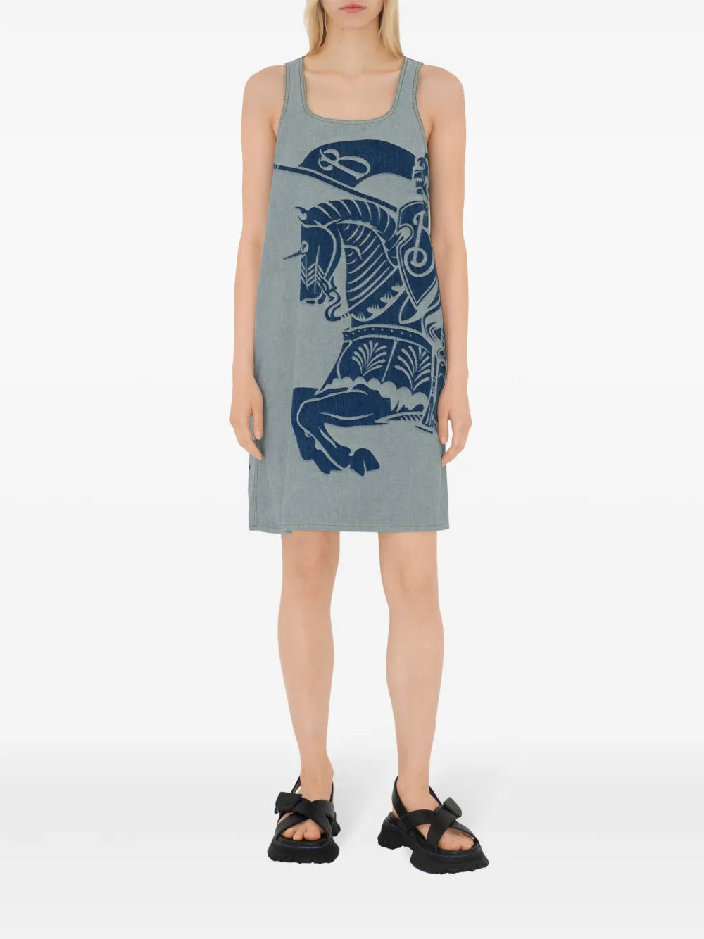 Equestrian Knight Design Denim Mini Dress