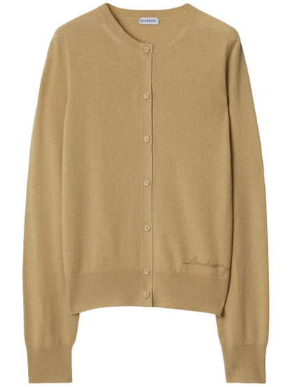 Logo-Embroidered Cashmere Cardigan
