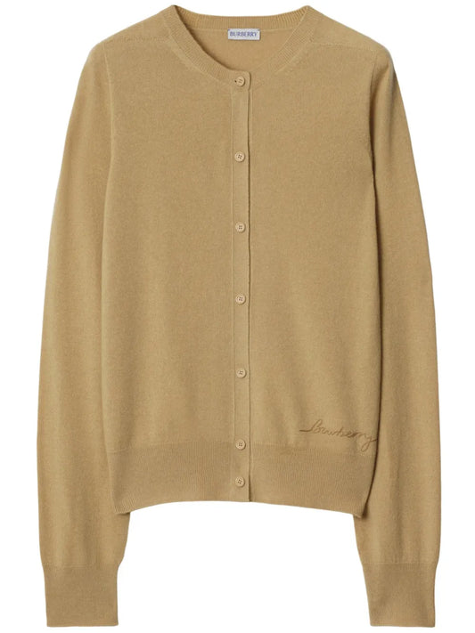 Logo-Embroidered Cashmere Cardigan