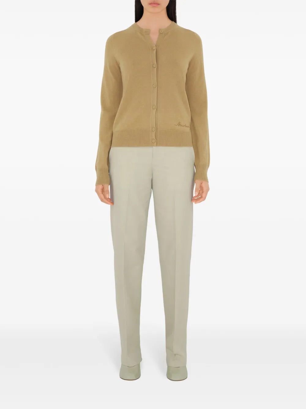 Logo-Embroidered Cashmere Cardigan