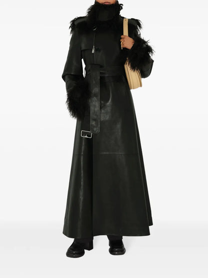 Long Leather Trench Coat