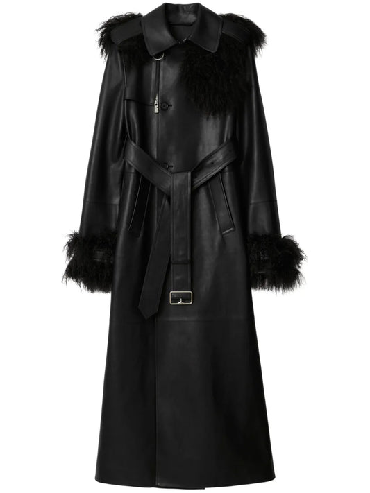 Long Leather Trench Coat