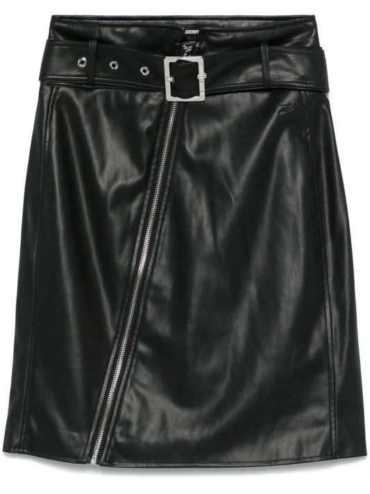 Faux-Leather Biker Skirt