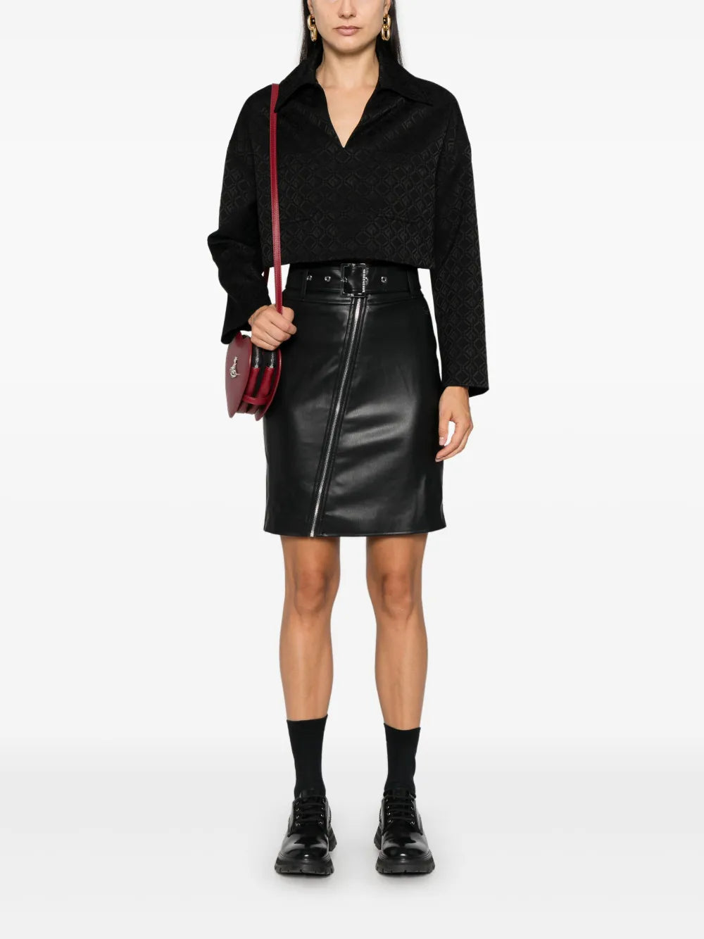 Faux-Leather Biker Skirt