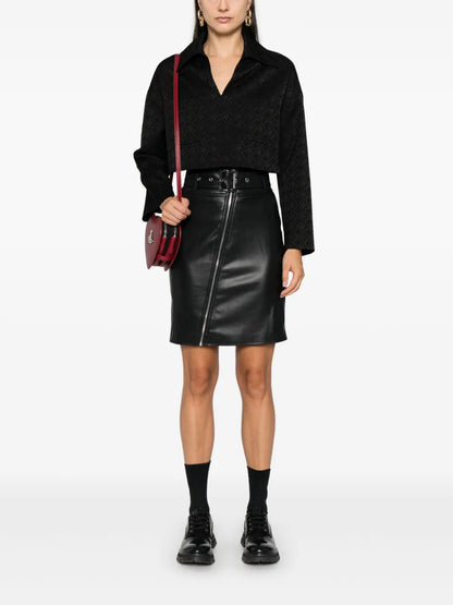 Faux-Leather Biker Skirt